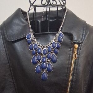 Paparazzi Navy Blue Teardrop Bib Necklace